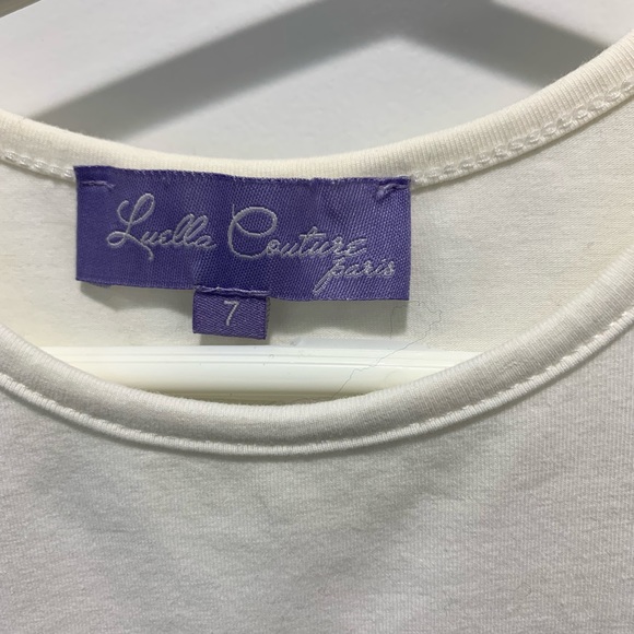 Girls White Shirt with Ruffle Tulle Trim - Picture 2 of 3